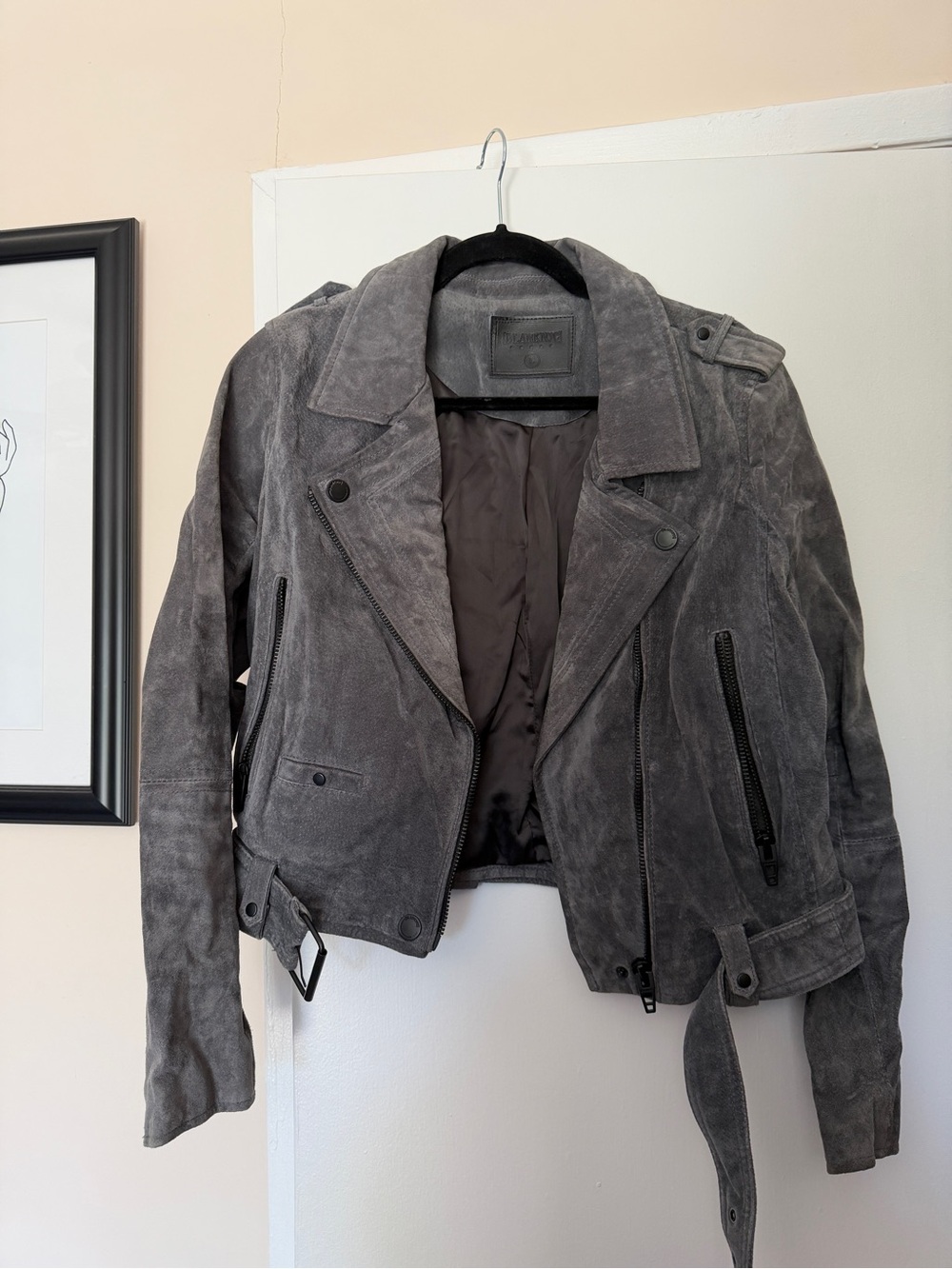 Blank NYC Gray Suede Moto Jacket
